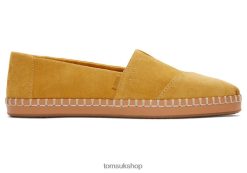 Toms Women Alpargata Leather Wrap Amber Gold Suede Shoes Z480RF50