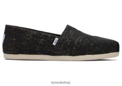 Toms Women Alpargata Metallic Linen Metallic Black Shoes Z480RF44