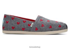 Toms Women Hearts Alpargata Drizzle Grey Hearts Shoes Z480RF112